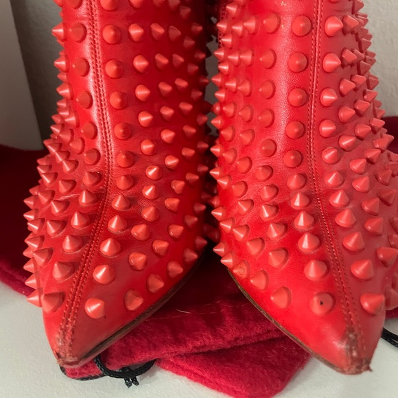 CHRISTIAN LOUBOUTIN “Snakilta” Red Spiked Booties - Picture 6 of 9